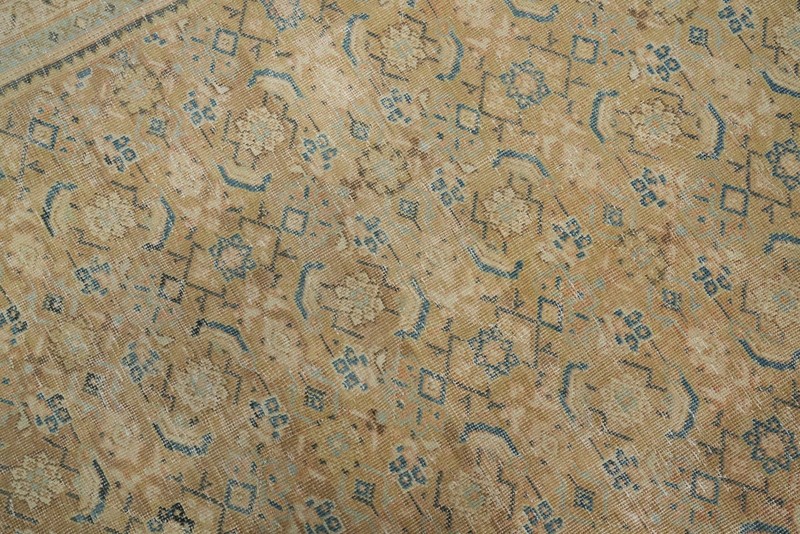 Antique Muted Gold Wool Vegetable Dye Traditional Handmade Room Size Rug 9x13 gallery