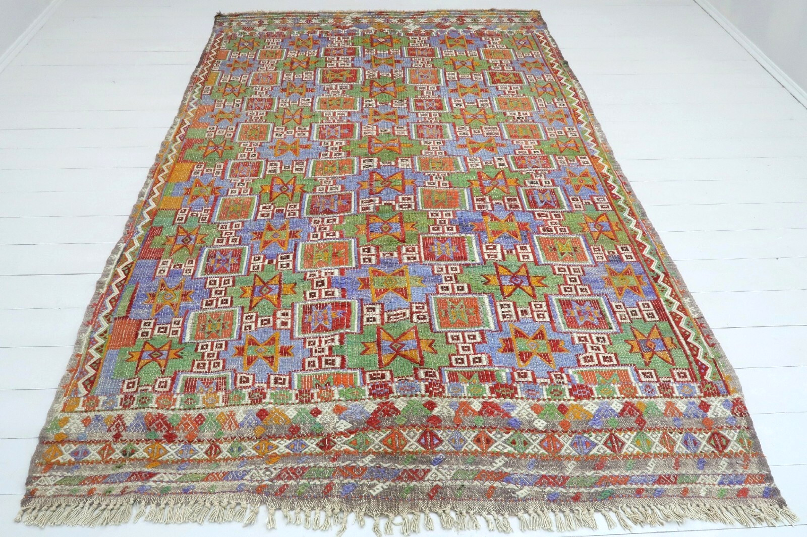 Turkish Kilim Wool Rugs, Handmade Carpet, Large Area Rug Special Kelim 69"x105" gallery