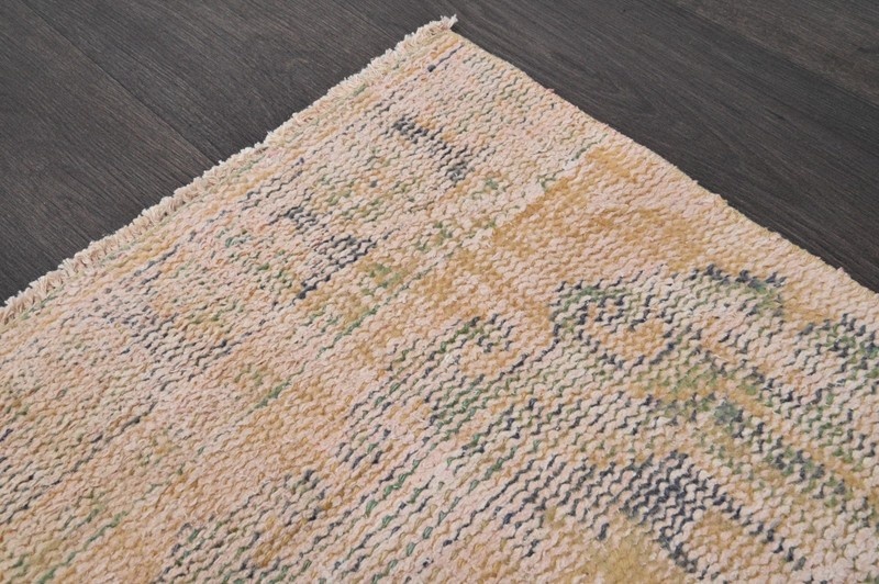 Vintage Turkish Runner Rug 2x11ft BEIGE Handmade Anatolian Oushak Hallway Wool gallery