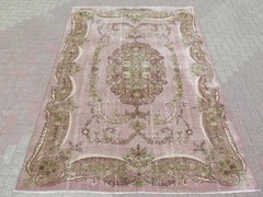 Vintage Turkish Handmade Large Floor Boho Rug, Distressed Wool Carpet 79″x116″