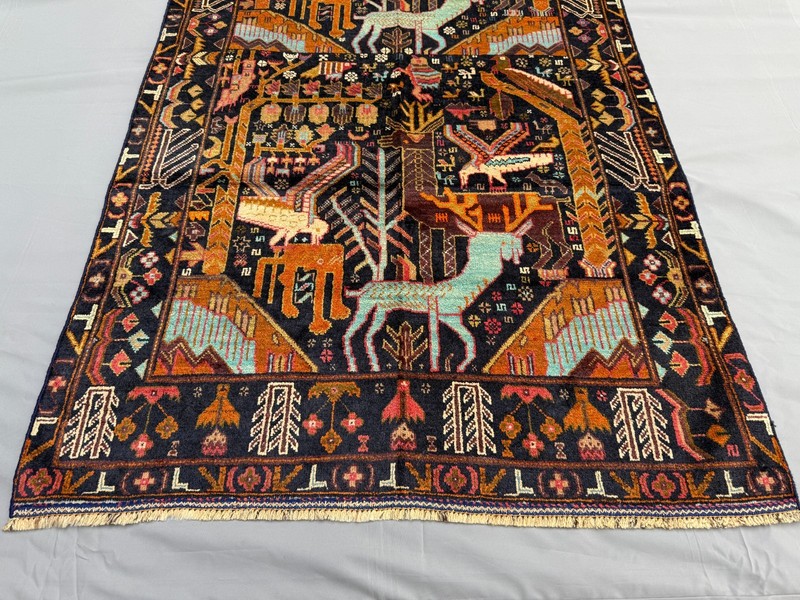 Antique Afghan Animal Pictorial Rug 4x6 Handmade Persian Style Oriental Carpet gallery