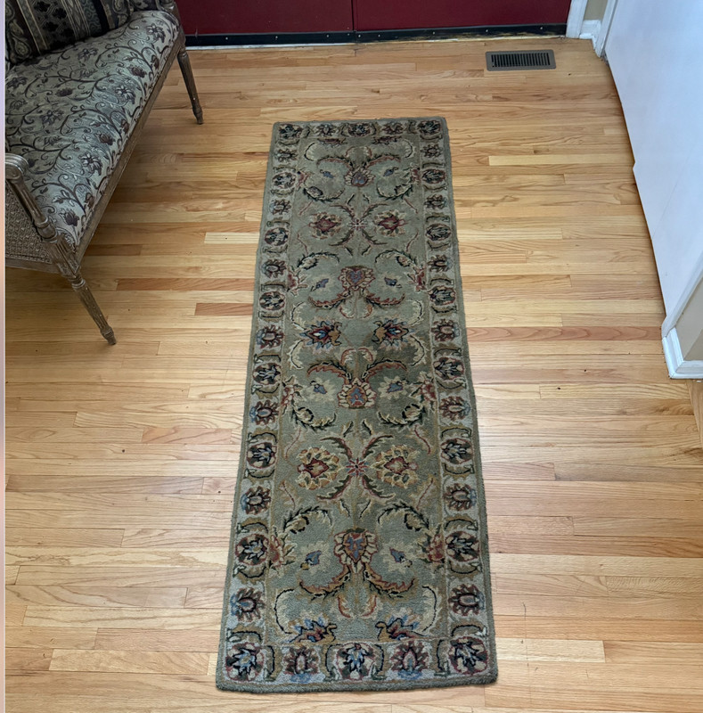 Persian Style Sage Green Floral Wool Runner Rug 2.5x7.5 Entryway Carpet gallery