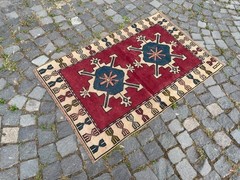 Bohemian Area Rug Handmade Wool Rug Turkish Vintage Traditional Rug 2,7 x 4,2 ft