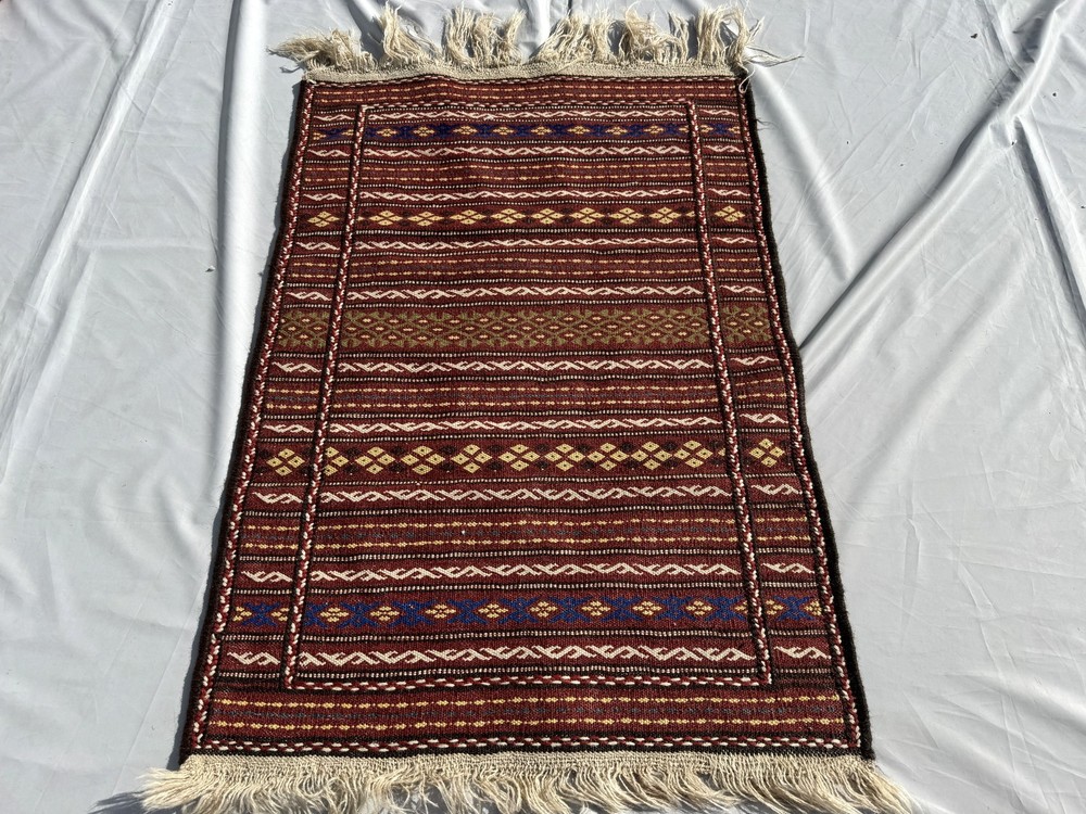 2x3 ft Afghan Handwoven Vintage Kilim Area Rug Traditional Tribal Turkish Carpet