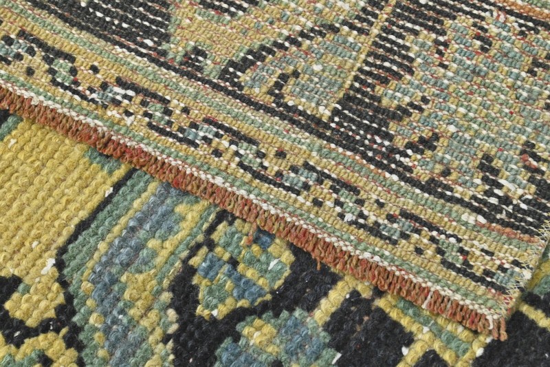 Vintage Turkish Runner Rug 2x10ft YELLOW Handmade Anatolian Oushak Hallway Wool gallery