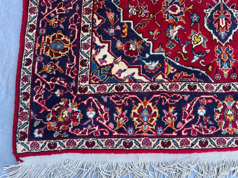 Red Caucasian Rug 3'8x5'5 Hand Knotted Wool Floral Medallion Turkish Vintage rug gallery