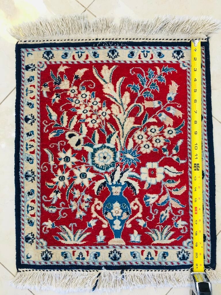 Wall Rug Fine Persian Hand knotted Tablo Dated in Farsi 1979. Red Tapestry gallery