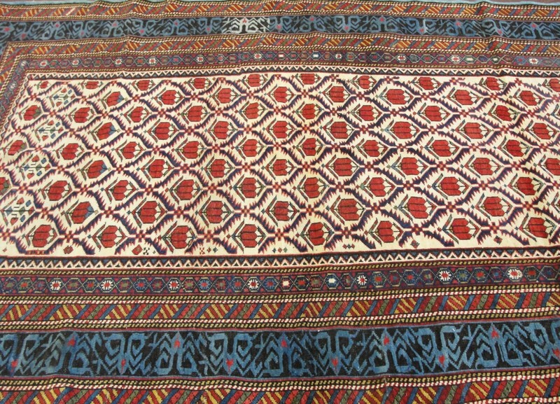 4'3" x 6'8" Antique Kuba, Kazak Rug, Caucuses, c-1880's, #17007 gallery