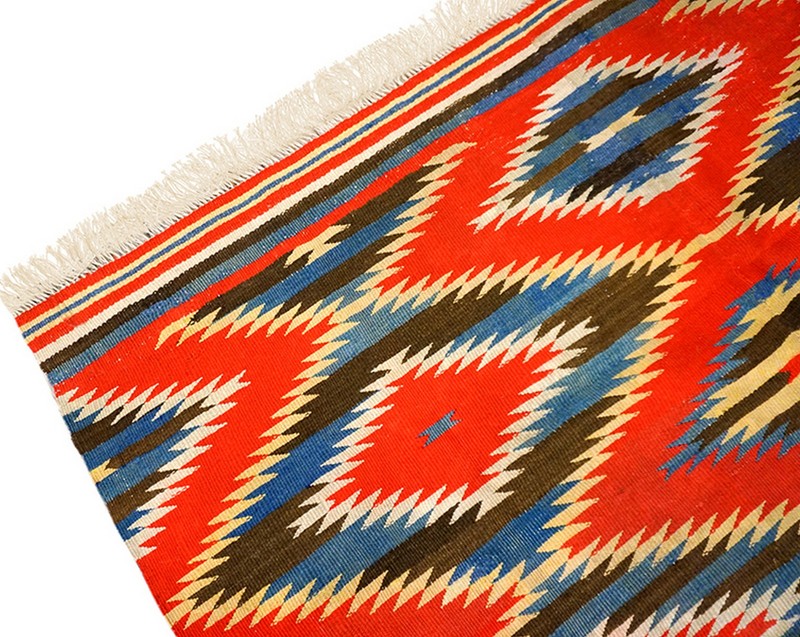 3'x4' Antique Rustic Red Color Allover Geometric Native American Navajo Flat gallery