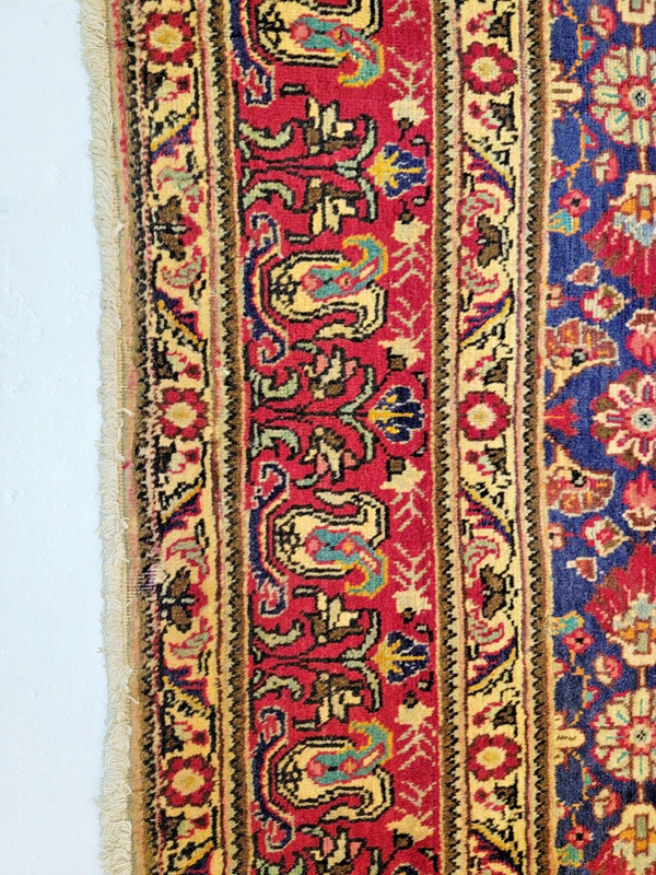 Antique Oriental Hand-Knotted Wool Area Rug Blue/Red 10' x 13" gallery