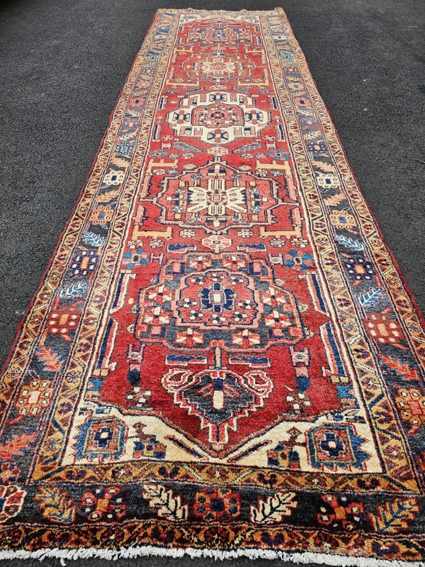 4.1 x 14.5 ANTIQUE CAUCASIAN HERIZ SERAPI KAZAK VINTAGE USHAK TRIBAL RUNNER gallery