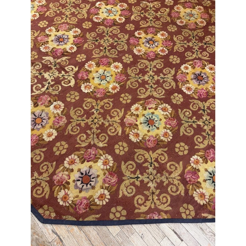 9X10 Antique French Aubusson Wool Area Rug 1840 gallery