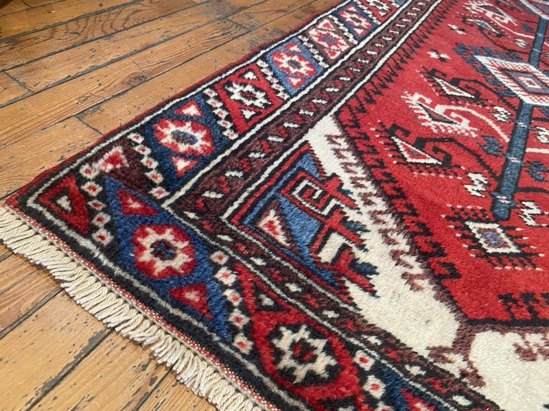 Beautiful Antique 1940-1950's Wool Pile Henna Dye Tribal Runner Rug 2’6”x9’2” gallery