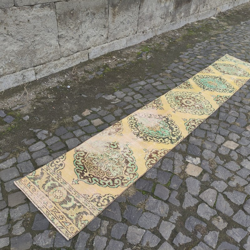 Rare 2x12 runner rug 1.9 x 11.81 ft Vintage Handmade Kitchen Rug 58 x 360 cm gallery
