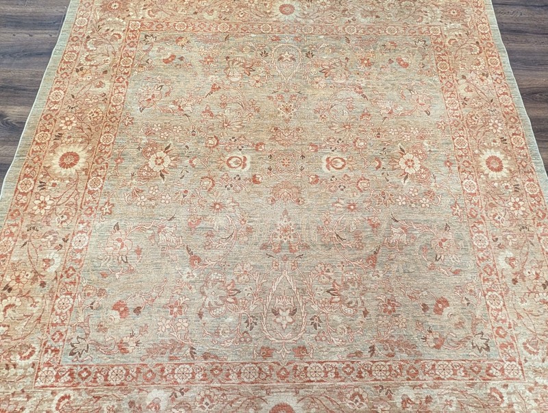 Square Peshawar Rug 7x7 ft, Wool, Hand Knotted, Light Neutral Colors gallery