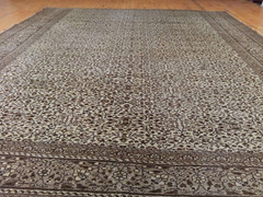 Floral Patterned 1930-1939s Antique Wool Pile Muted Colors Hereke Rug 7x10ft