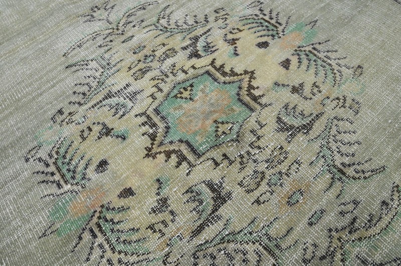 Oushak Turkish Vintage Rug 5x9 Kilim Rug Anatolian Handmade Boho Decor GREEN gallery