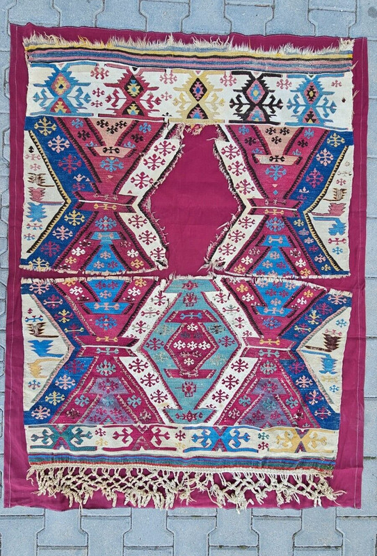 Antique Rug from 1800s, kilim rug, wool rug, handmade rug, unique rug,purple rug gallery