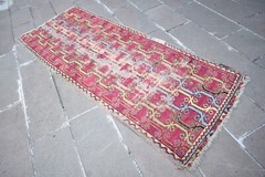 Fabulous Antique Turkish Rug 37” x 98” Collector Item Fragment Mudjur Worn Rug
