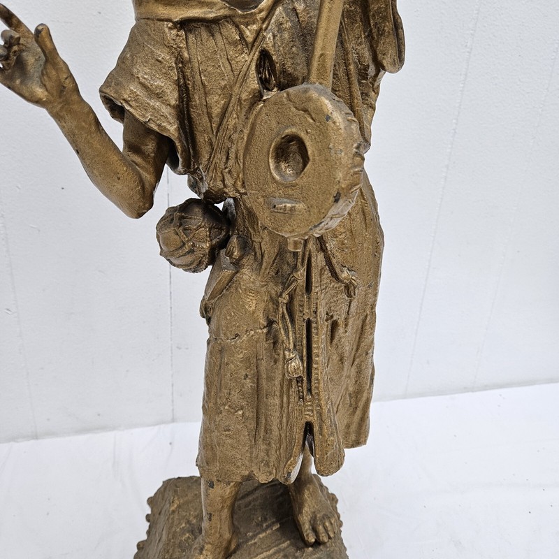 North African Large Spelter Figure Arab Bedouin Mandolin Musical Sculpture Large gallery