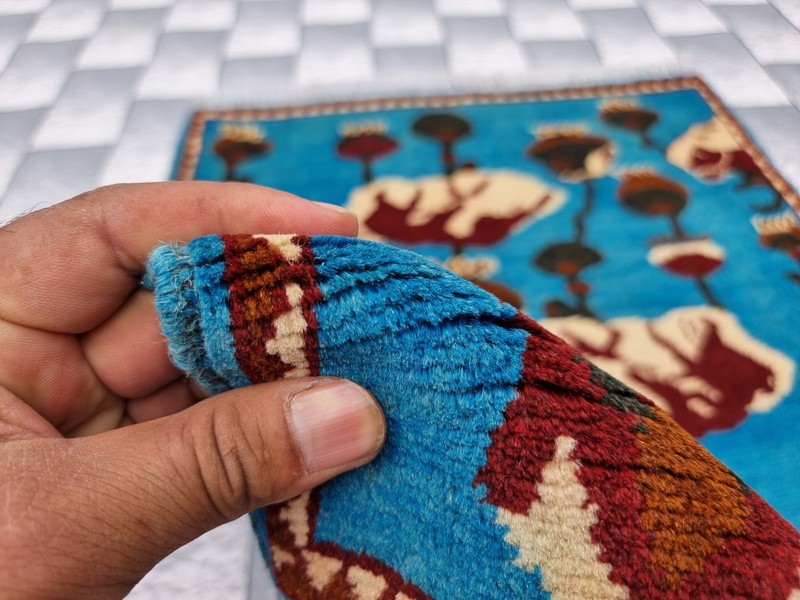 Hand Afghan Opium Flower Rug Tribal Wool With Knotted Wall Hanging Rug gallery