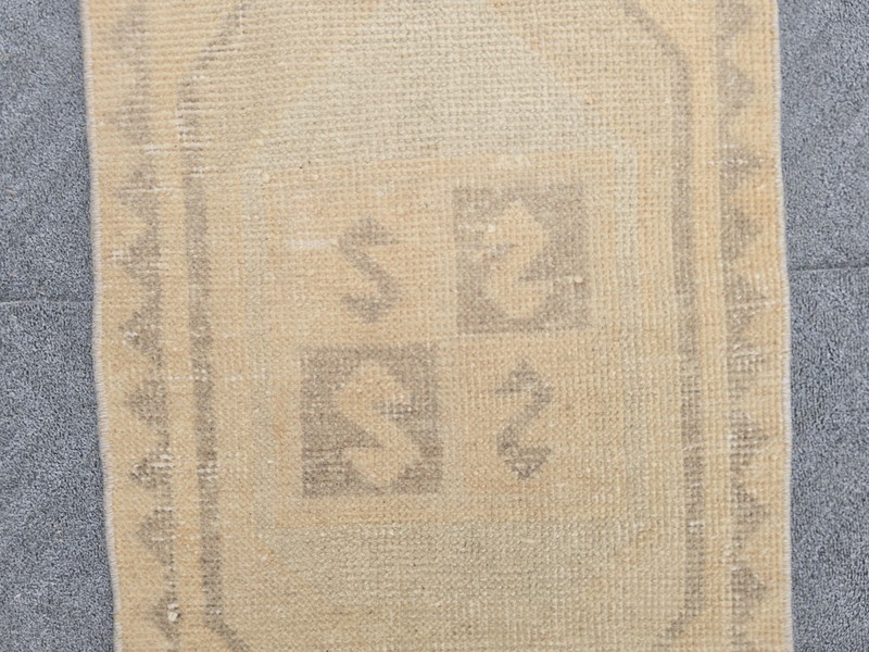 Vintage Turkish Oushak Rug 1.5x3.1 Hand Knotted Wool Neutral Faded Mat, gallery