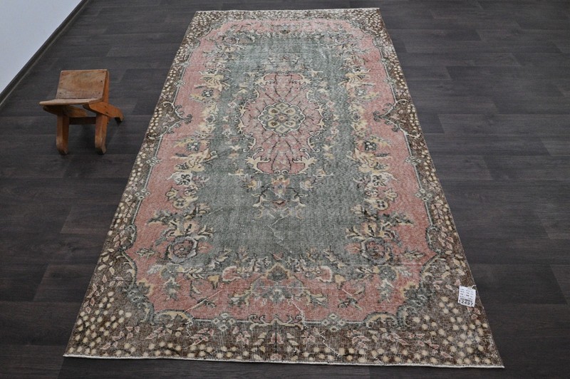 Oushak Turkish Vintage Rug 5x9 Kilim Rug Anatolian Handmade Boho Decor PINK gallery