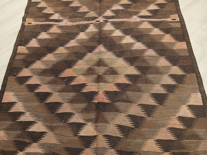 ESATATE CIRCA 1960 5'x14' RUNNER KILIM REVERSIBLE FLAT-WEAVE WOOL RUG 582529 gallery