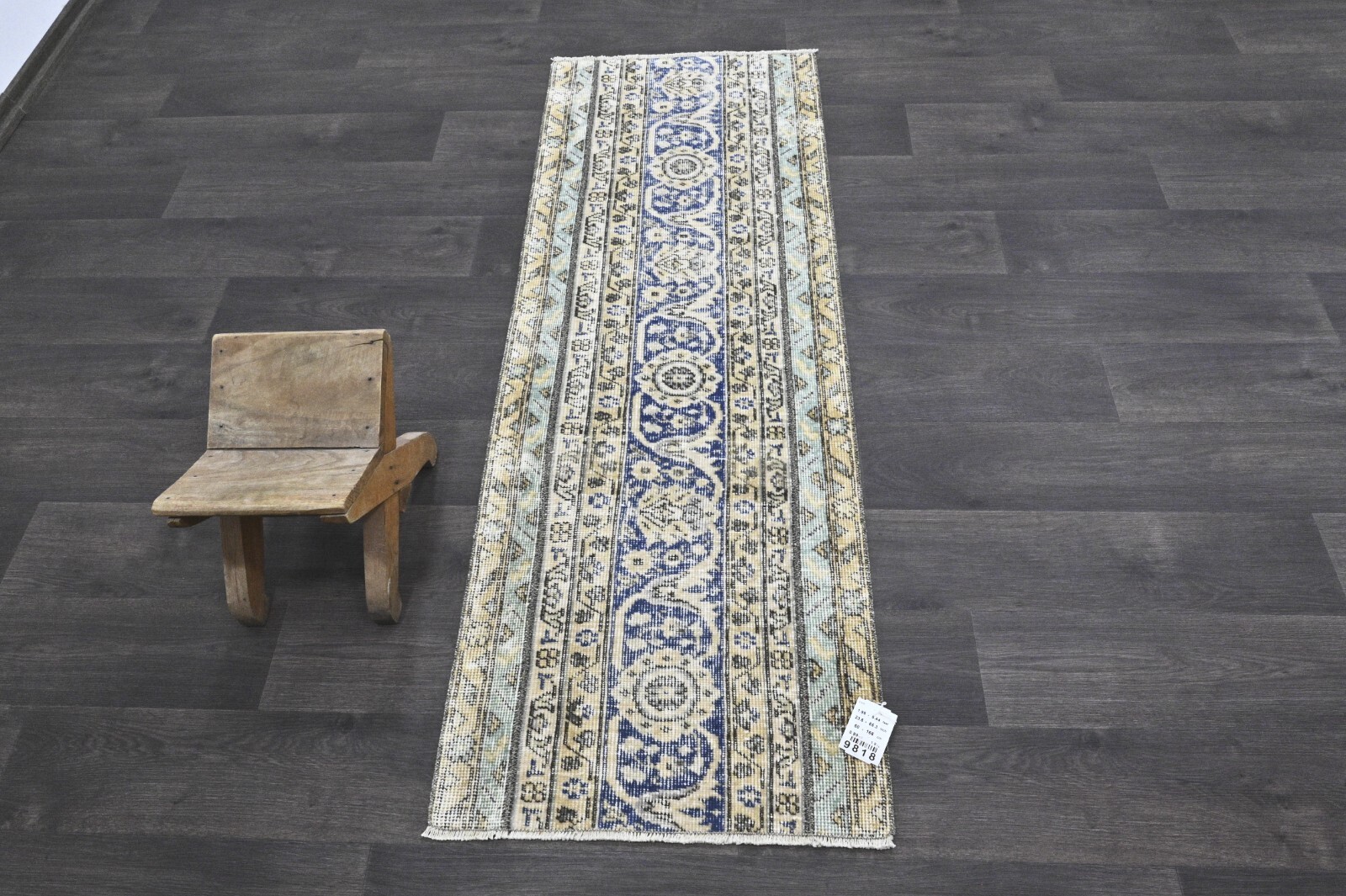 Vintage Turkish Runner Rug 2x5ft Wool Anatolian Handmade Hallway Oushak BEIGE gallery