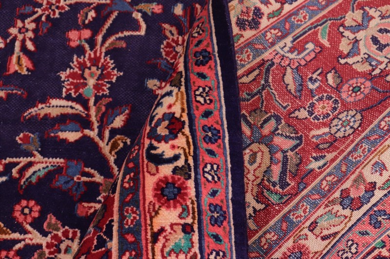 Hand-Knotted Wool Area Rug - Deep Navy Blue & Ruby Red Medallion 9'8" x 12'10" gallery