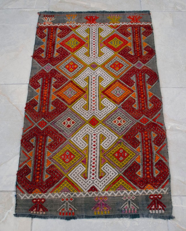 Vintage Rug, Antique Rug, Handmade Rug, Turkish Rug, Braided Kilim, Jajim, 2 x 3 gallery