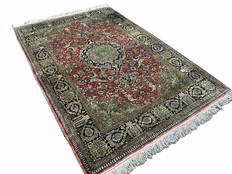 3' X 5' Vintage Fine Hand Made Turkish Oriental Silk Rug 400 KPSI Wow gallery