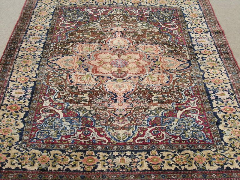 Antique 1850s I s p h a h a n Ahmad Agha Fine Oriental Rug Carpet 4'9"x6'3" pile gallery