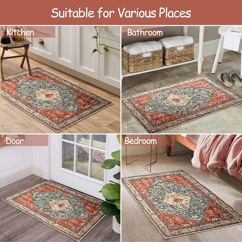 Lahome Boho Tribal Area Rug - 2X3 Persian Distressed Small Entryway Rug Doormat gallery