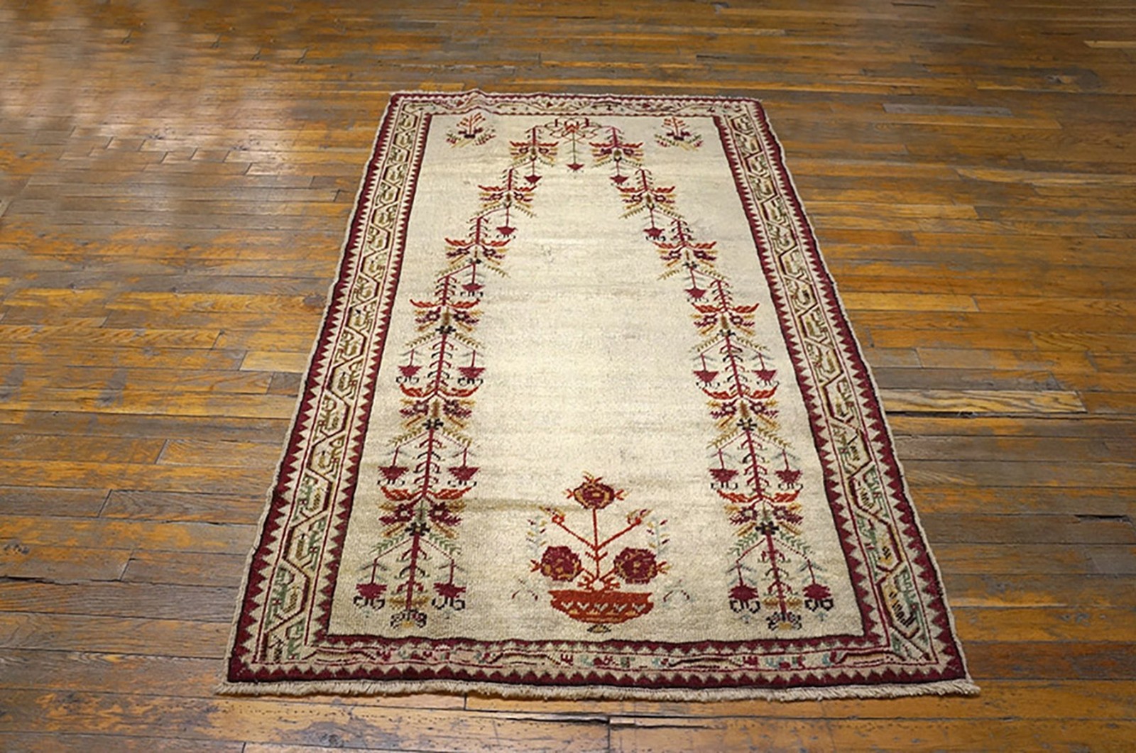 3'x5' Ivory Color Antique Late 19th Century Tribal Turkish Ghiordes Muslim gallery