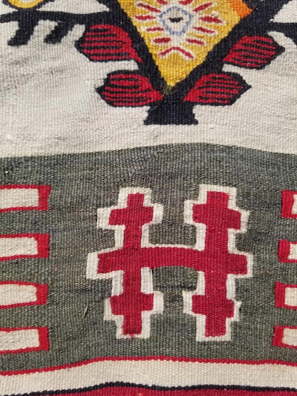Vintage Traditional Handmade Tree of Life Wool Multicolor Kilim 4.9x3.1 ft gallery