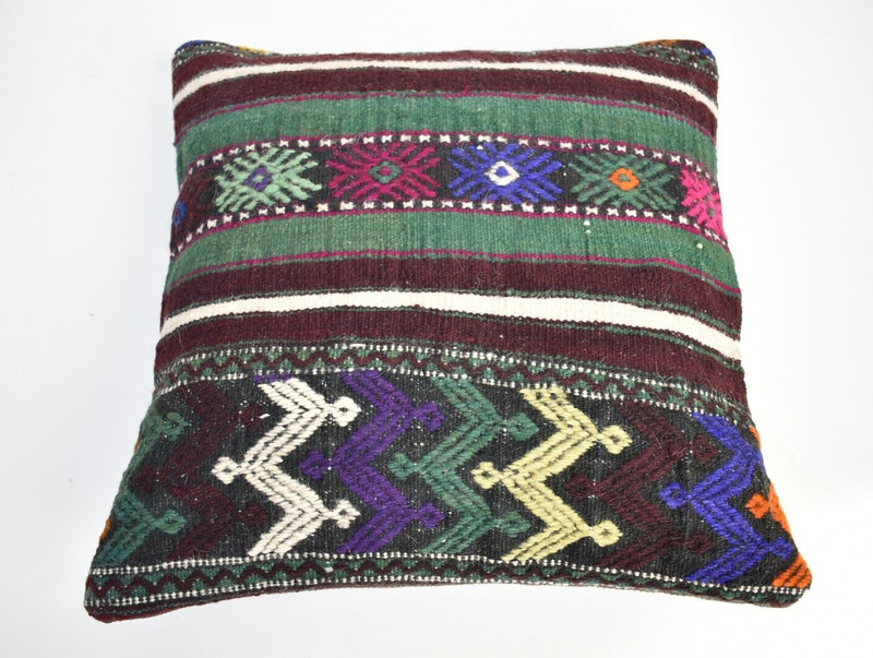 16''x16'' Decorative Handmade Turkish Kilim Pillow Cover Sofa Rug Cushion Cover gallery