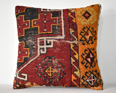 Turkish Pillow Cover Sofa Rug 16” x 16” Made of Antique Cushion Cover Carpet