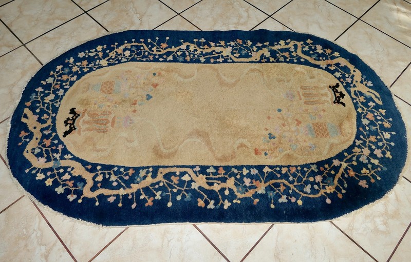 Art Deco Chinese Nichols Peking Fette H/ Knotted Oval Vases Crowns Rug 5.4x3' #2 gallery