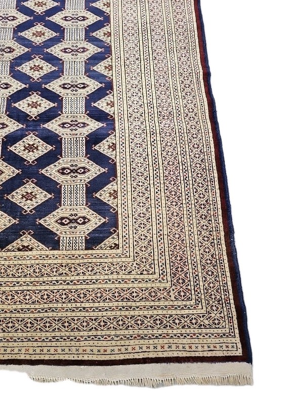 Hand-Knotted Silk Foundation Wool Pile Turkmenistan Antique Rug 4'1"×5'4" gallery