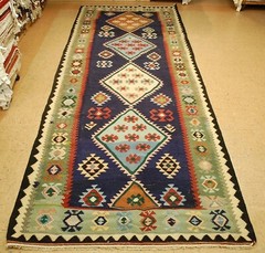 OLD,ANTIQUE VEGY DYE CAUCASIAN KILIM FLAT WOVEN RUG 5’4″ x 14’5″ RARE SIZE
