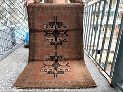 Antique Afghan Hand Knotted Vintage Wool 3x5Ft Rug Tribal Oriental Brown Carpet