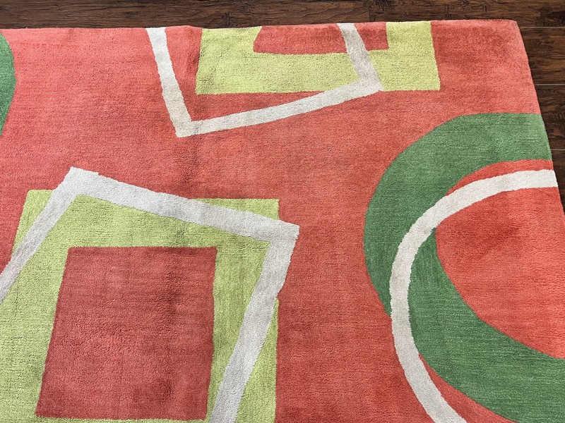 Abstract Rug 6x9, Modern Contemporary Rug, Red-Orange Green gallery
