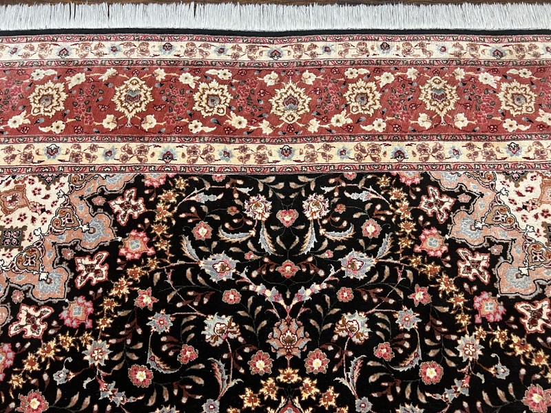 Marvelous Oriental Rug 7x10 Super Fine 50 Raj 300+ KPSI Black Rust Red Floral gallery
