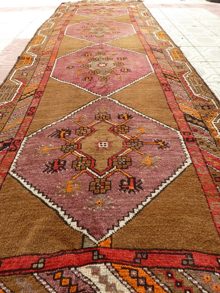 Dated 1960 Antique Caucasian Kazak Handmade Runner 4 Ft X 12 Ft Free Shipping