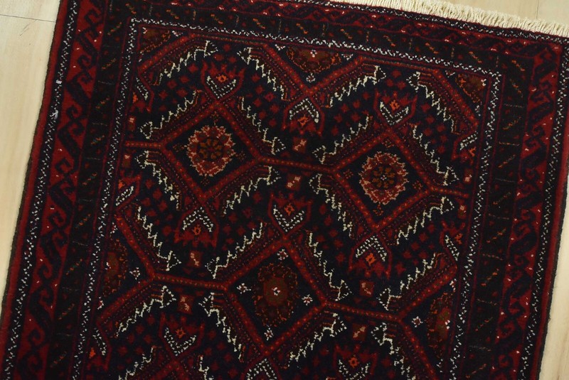 Baloch Runner 2'2'' x 11'6'' Blue Wool Vintage Tribal Hand-Knotted Oriental Rug gallery