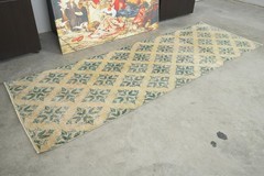 3×8 Turkish Runner Hand-Knotted Vintage Oushak Wool Rug Runner Long Carpet,1122