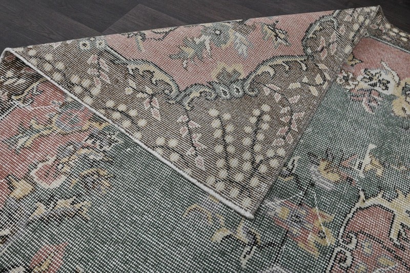 Oushak Turkish Vintage Rug 5x9 Kilim Rug Anatolian Handmade Boho Decor PINK gallery