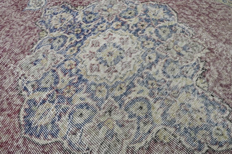 Oushak Turkish Vintage Rug 5x9 Kilim Rug Anatolian Handmade Boho Decor BURGUNDY gallery