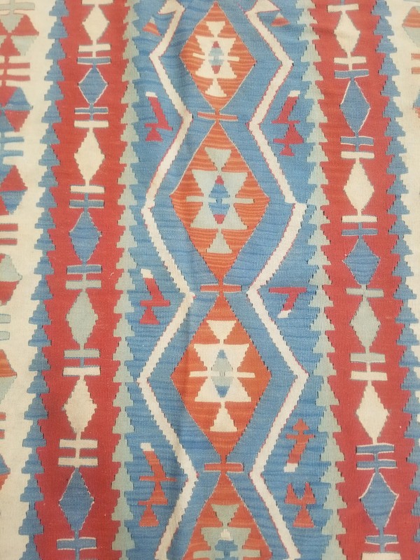 Distressed Fine Vintage Traditional Handmade Turkish Wool Kilim 5.9x3.8 ft gallery